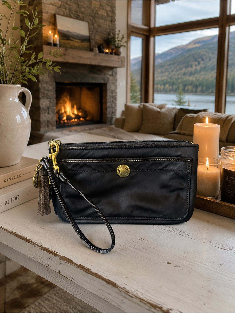 Coach Vintage RARE Hampton Collection 2005 Black Nylon Wristlet